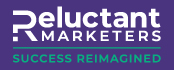 Reluctant marketers logo purple and green