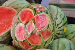 Photo of carved watermelons